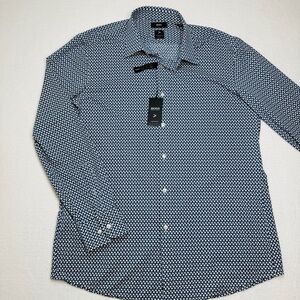 Hugo Boss Performance Shirt Mens XL Blue white Button Down